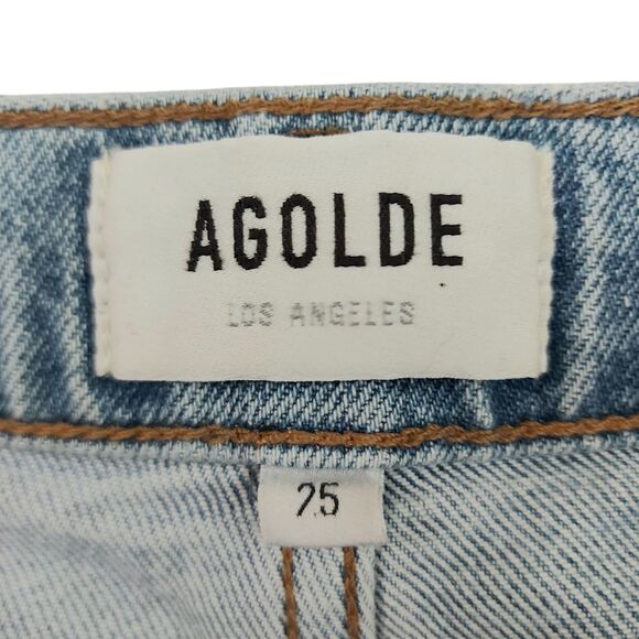 Agolde Merrel Jeans Women 25 Light Blue Cotton Blend Stretch Mid Rise Raw Hem - Picture 9 of 12